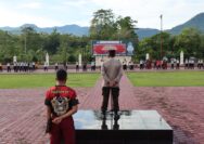 Kabag Ops AKP Mulyadi saat apel pagi di lapangan Apel Mapolres Touna