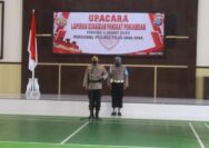 Kapolres Touna Pimpin Upacara Korp Raport Penghargaan Kenaikan Pangkat Pengabdian Periode 1 Maret 2022